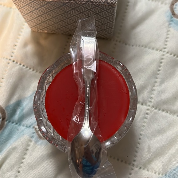 Avon Fostoria Condiment with Dish Spoon Ariane Candle 1981 Hand Cut Crystal Dish - Picture 12 of 12